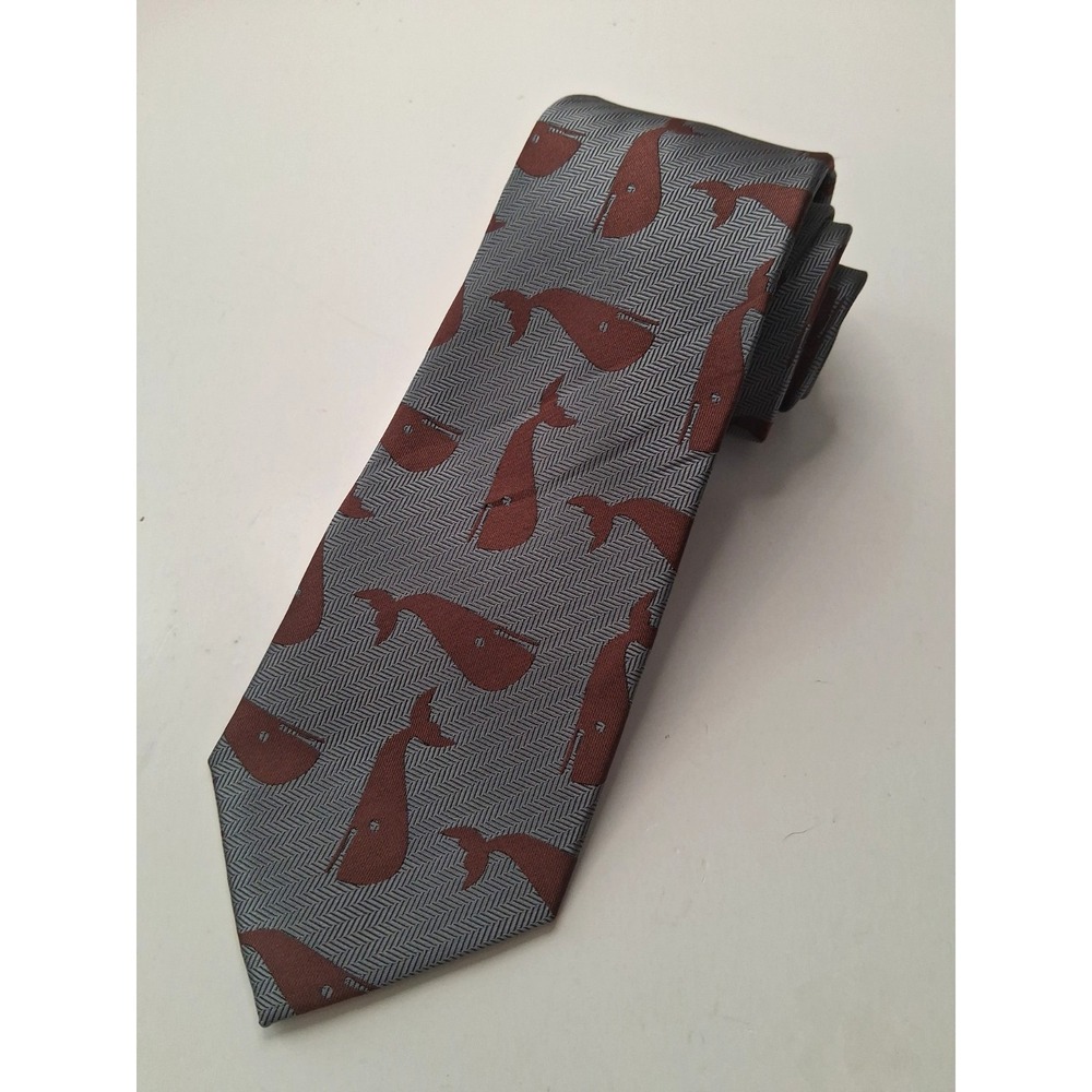 Barry Wang Whale Herringbone Silk Necktie Long 61"x3.75" Hand Tailor Italy Nice!